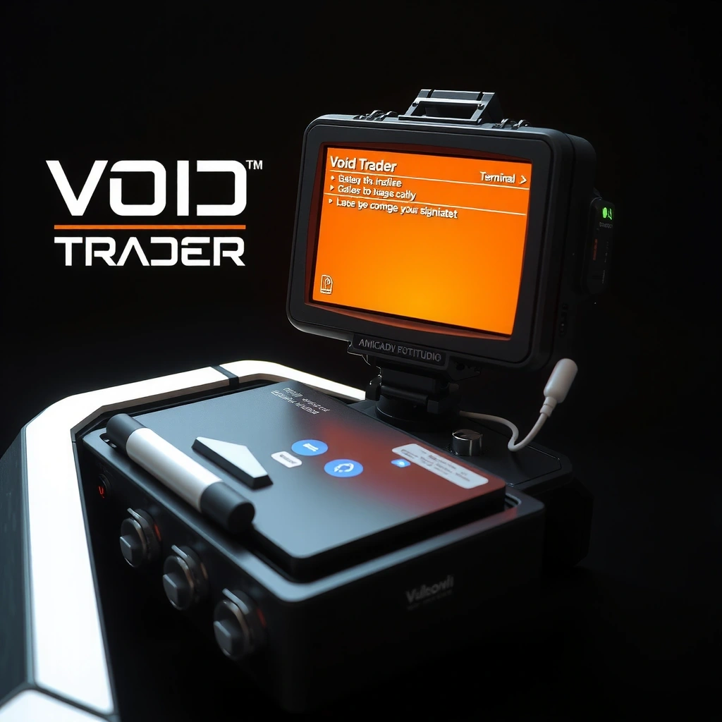 Void Trader game visual concept showing terminal interface